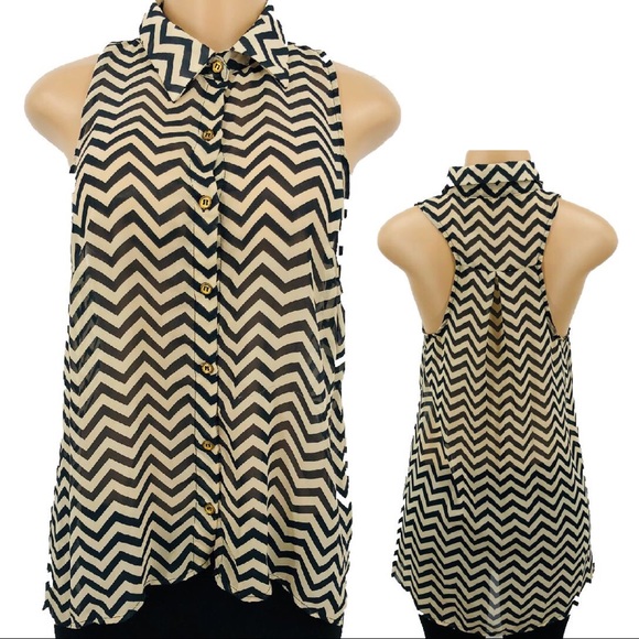 Tops - 4 for $25 SALE!!!! Sheer Zig Zag High Low Blouse